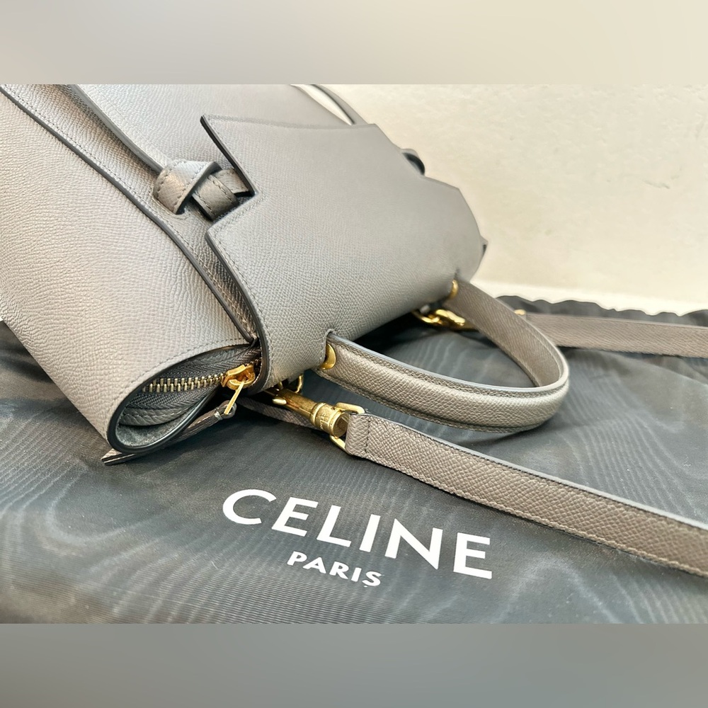 ❤️SOLD❤️ Auth CELINE Micro Grey Belt Bag in Grained Leather 9 x 8 IN - Picture 13 of 16